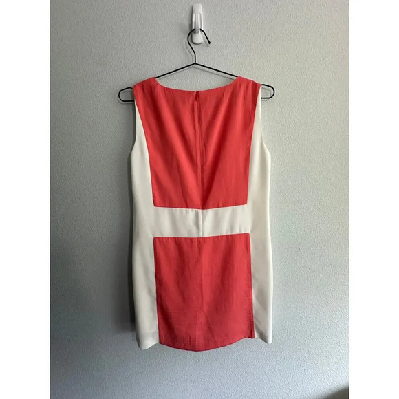 Zara Basic Coral White Colorblock Mod 70s inspired Sheath Sleeveless Dress Sz M - Picture 8 of 12